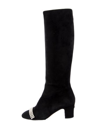 Chanel Interlocking CC Logo Suede Boots