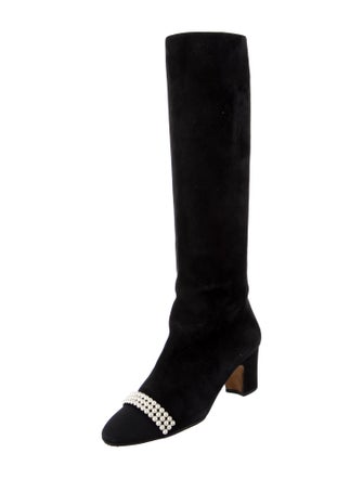 Chanel Interlocking CC Logo Suede Boots