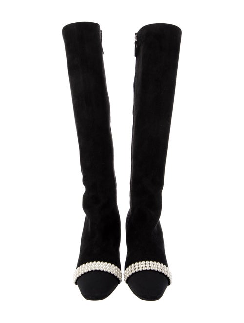 Chanel Interlocking CC Logo Suede Boots