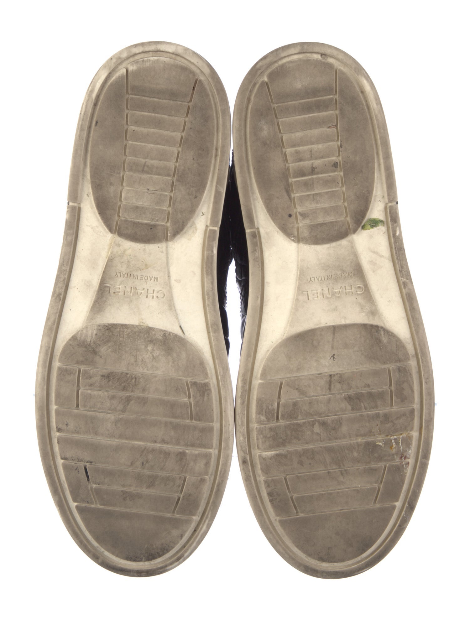 Chanel Faux Pearl Accents Embossed Leather Sneakers