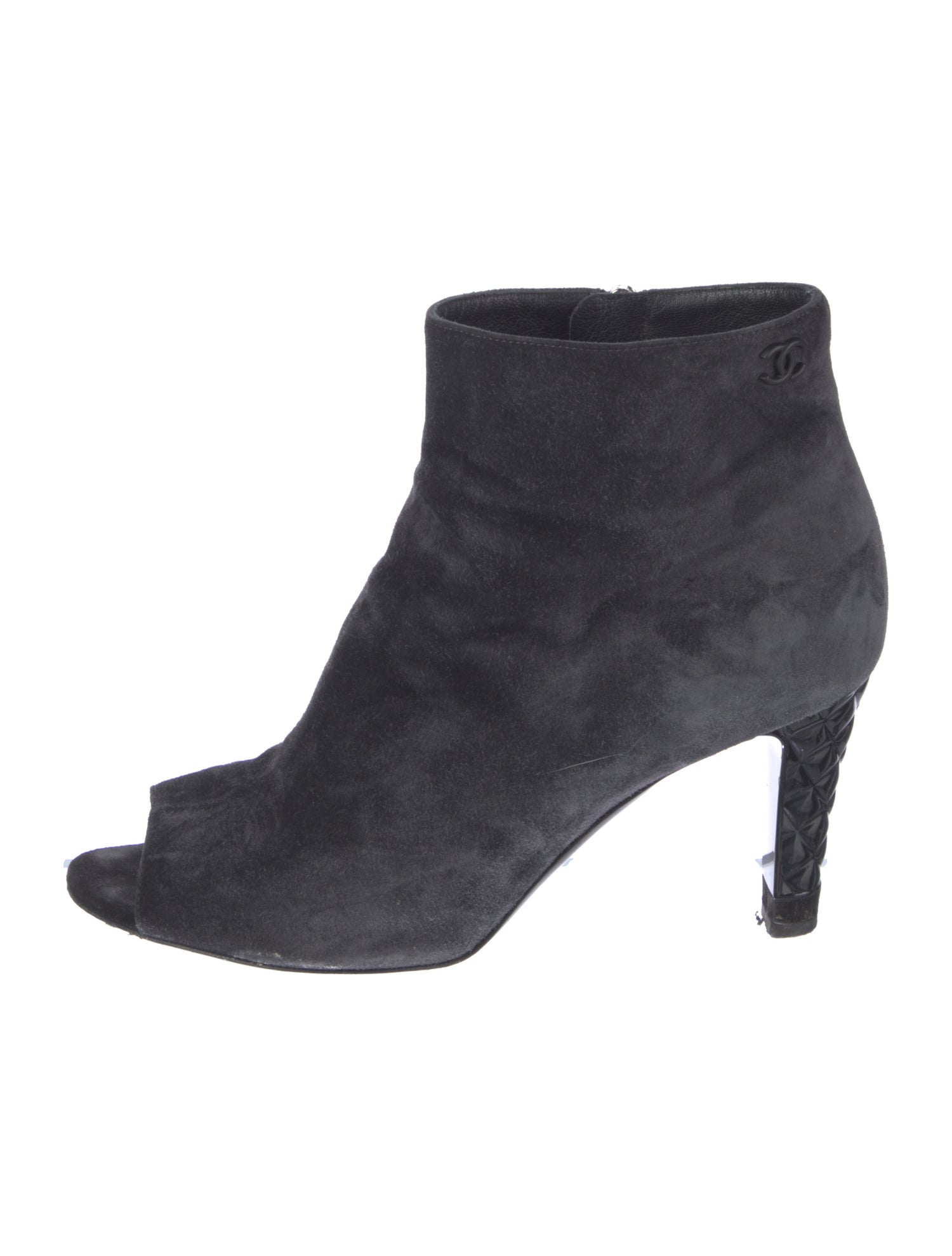 Chanel Interlocking CC Logo Suede Boots