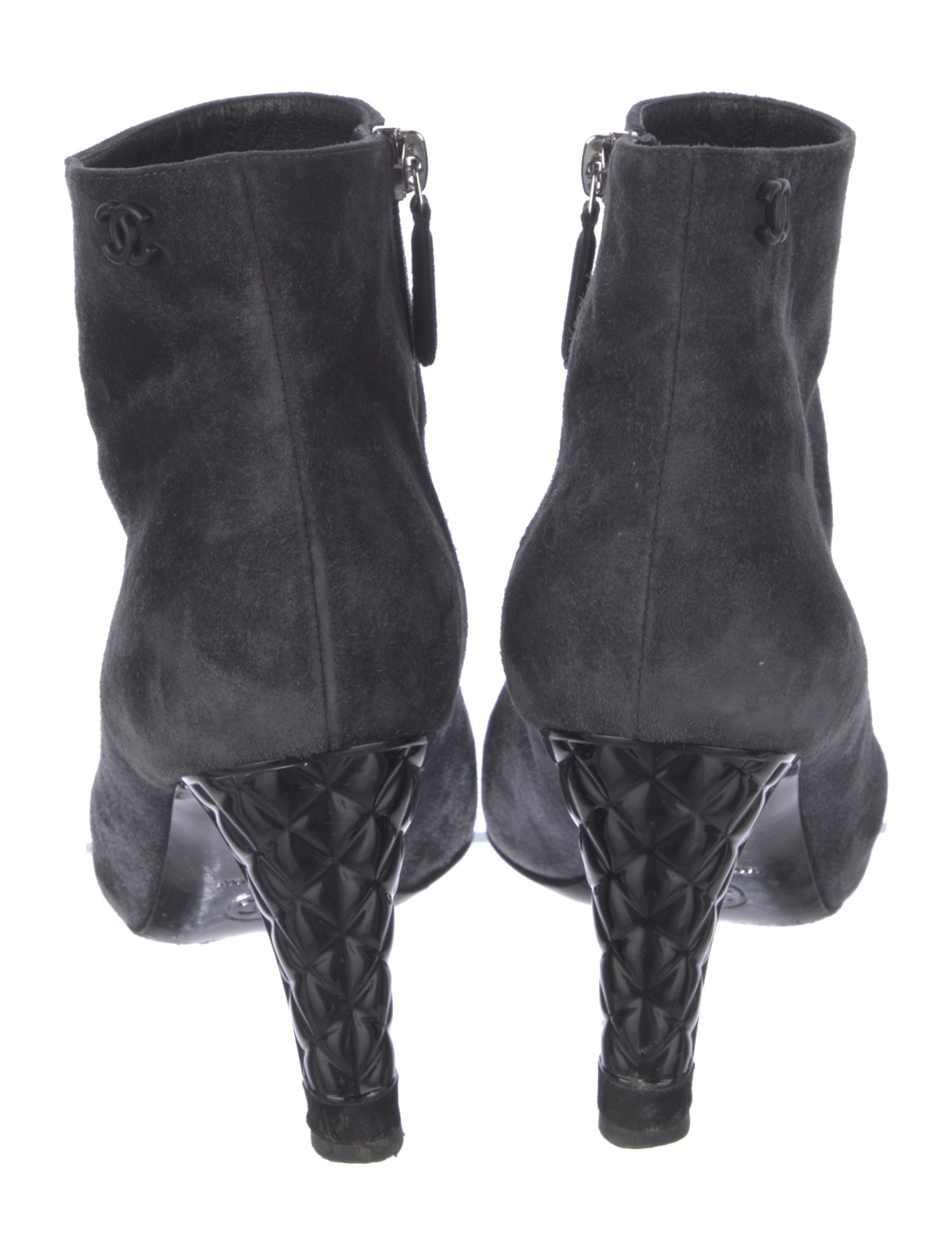 Chanel Interlocking CC Logo Suede Boots