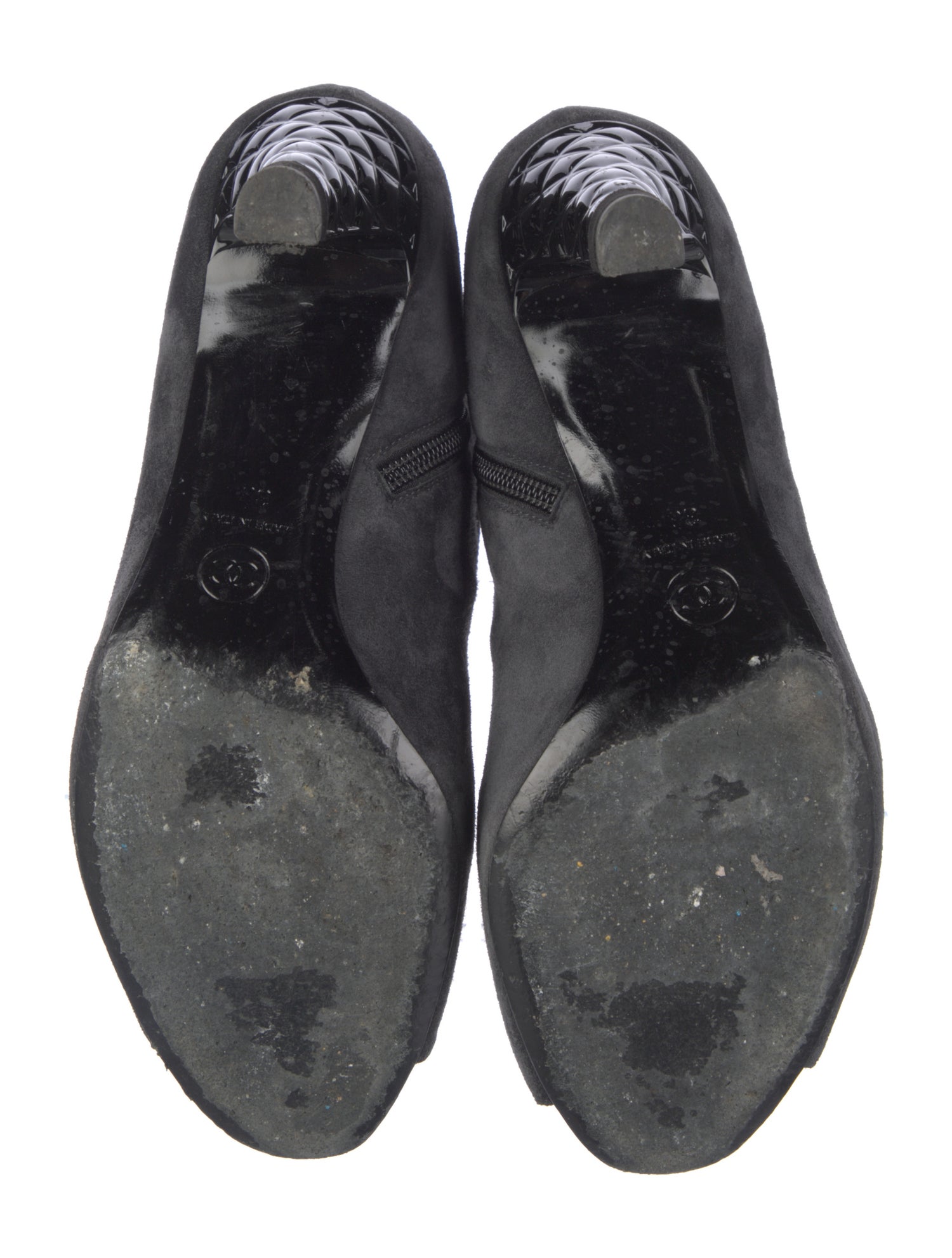 Chanel Interlocking CC Logo Suede Boots