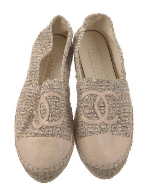 Chanel Interlocking CC Logo Tweed Espadrilles