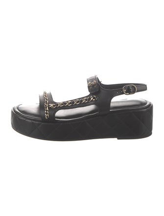 Chanel Interlocking CC Logo Leather Espadrilles