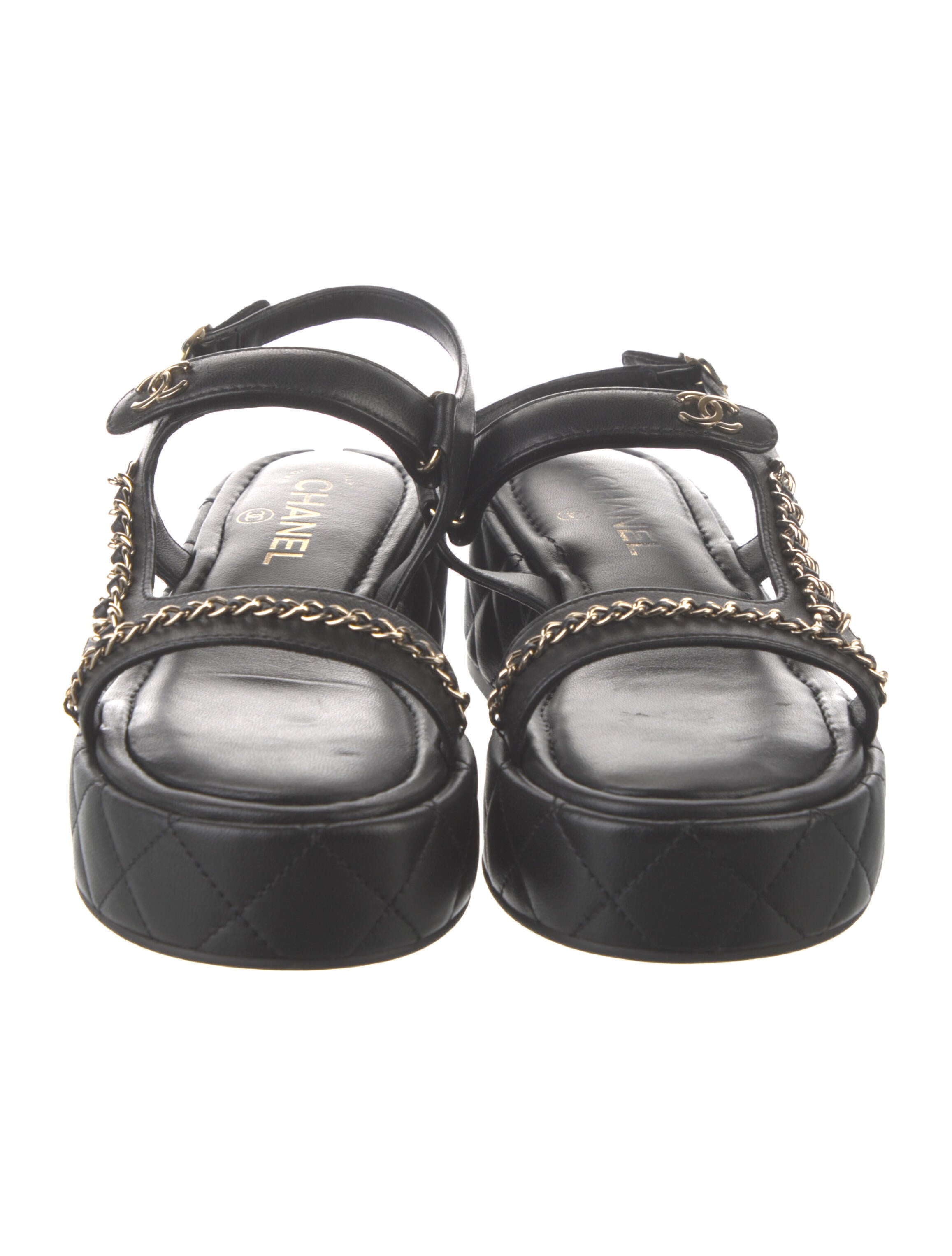 Chanel Interlocking CC Logo Leather Espadrilles