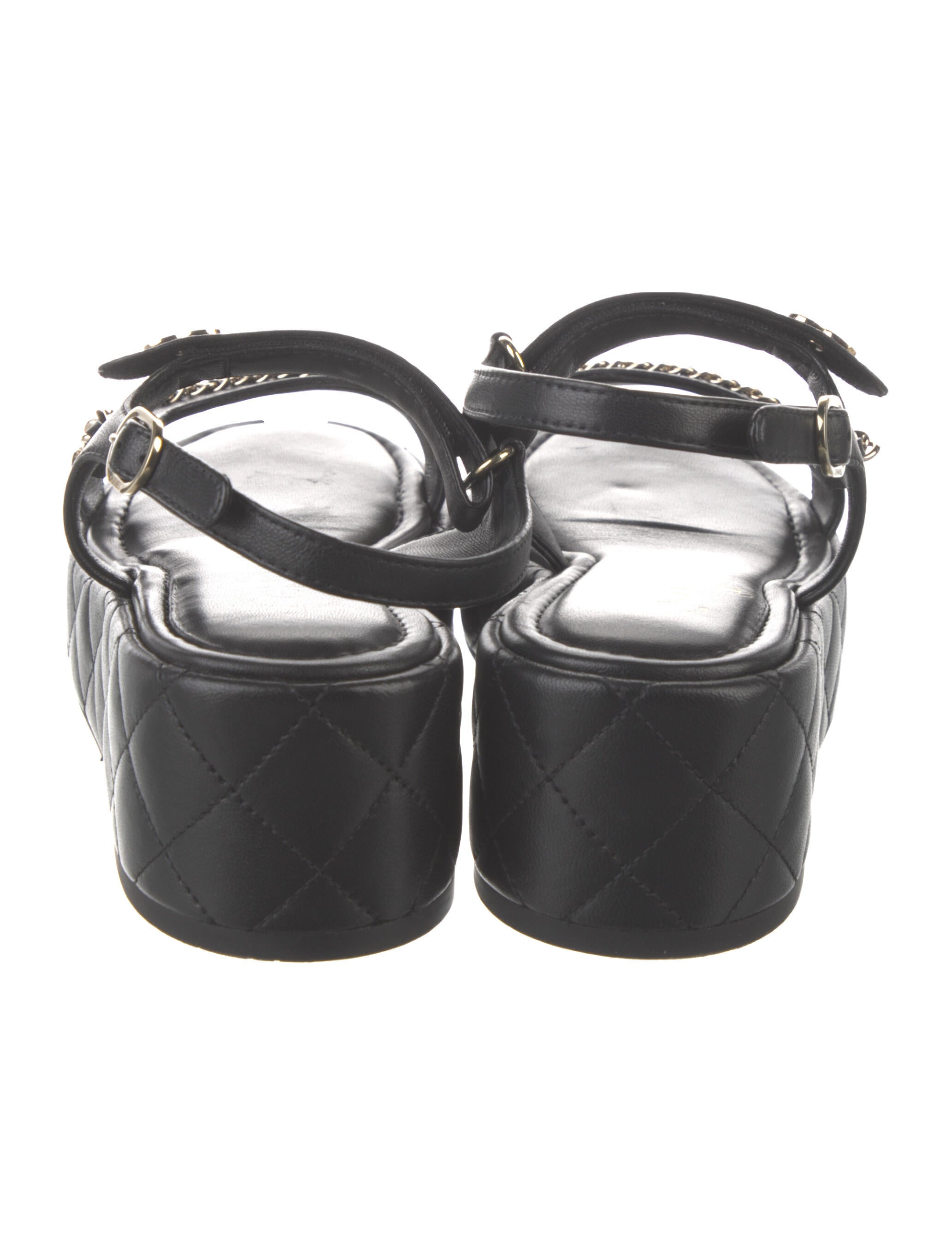 Chanel Interlocking CC Logo Leather Espadrilles