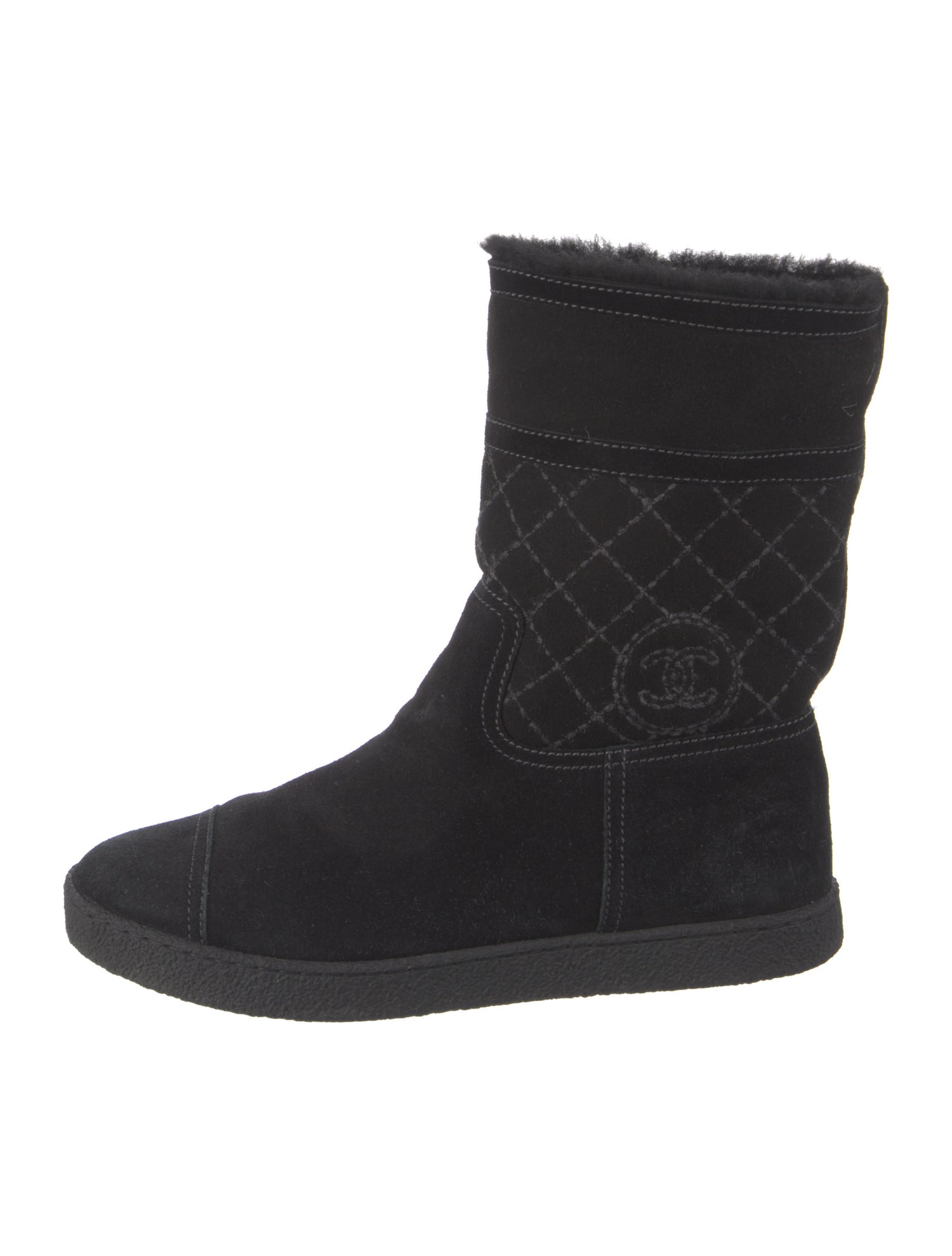 Chanel Interlocking CC Logo Suede Boots