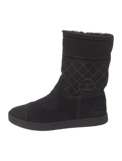 Chanel Interlocking CC Logo Suede Boots