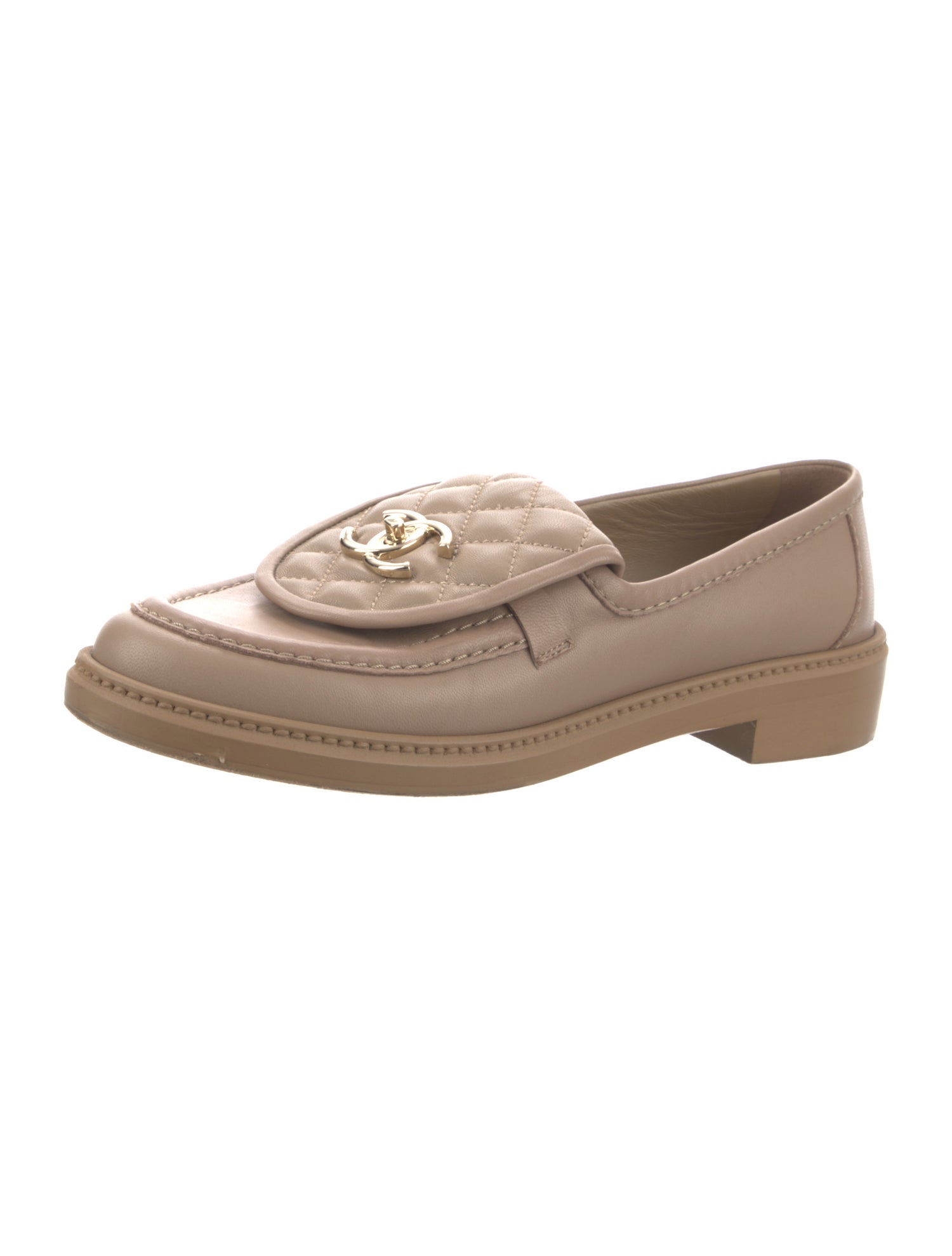 Chanel Interlocking CC Logo Lambskin Loafers
