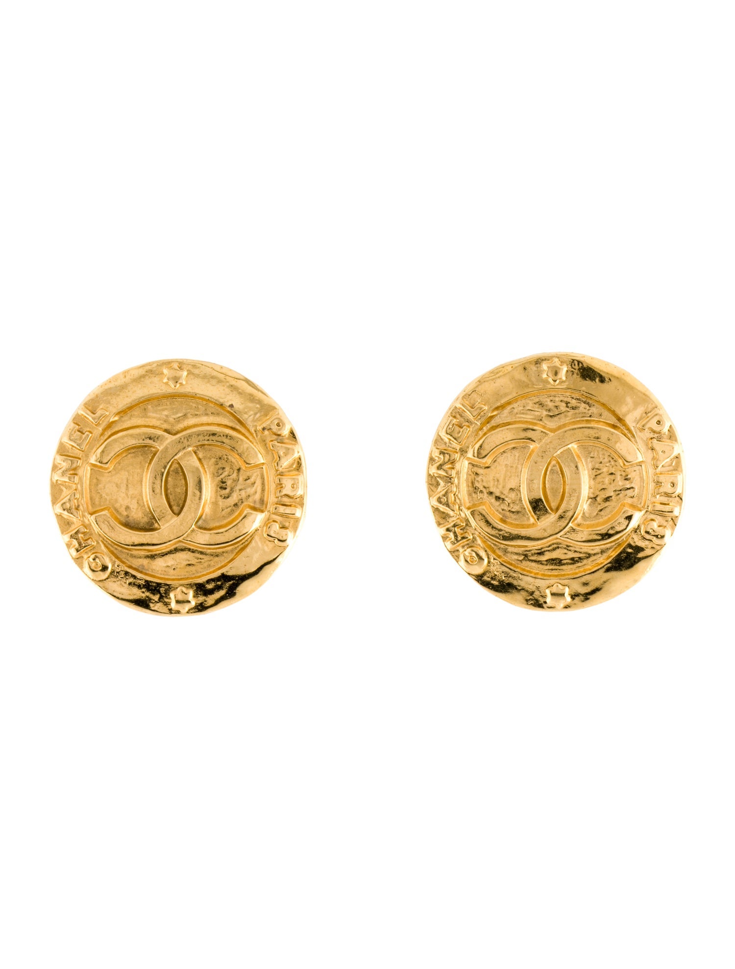 Chanel Vintage CC Medallion Clip-On Earrings