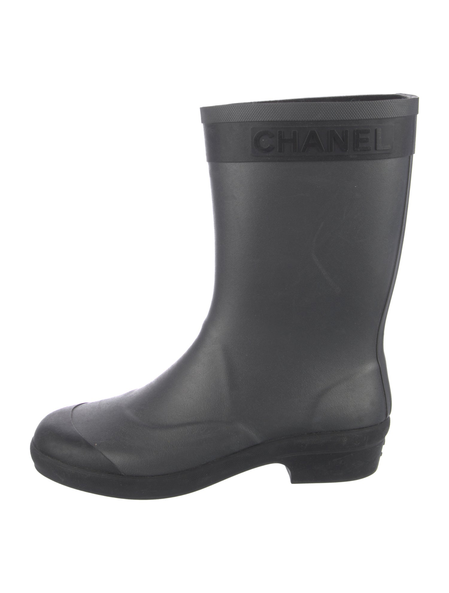 Chanel Interlocking CC Logo Rubber Rain Boots