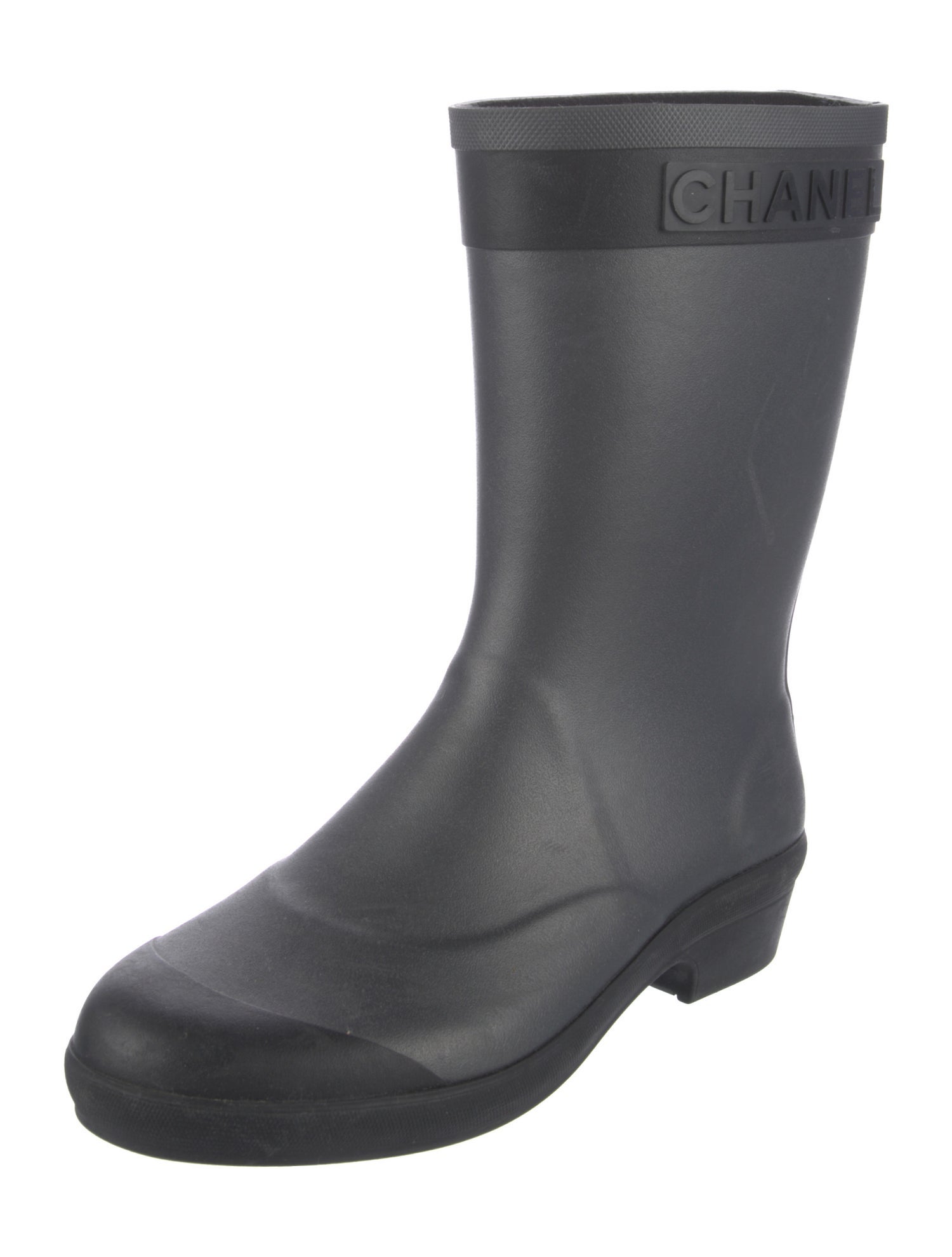 Chanel Interlocking CC Logo Rubber Rain Boots