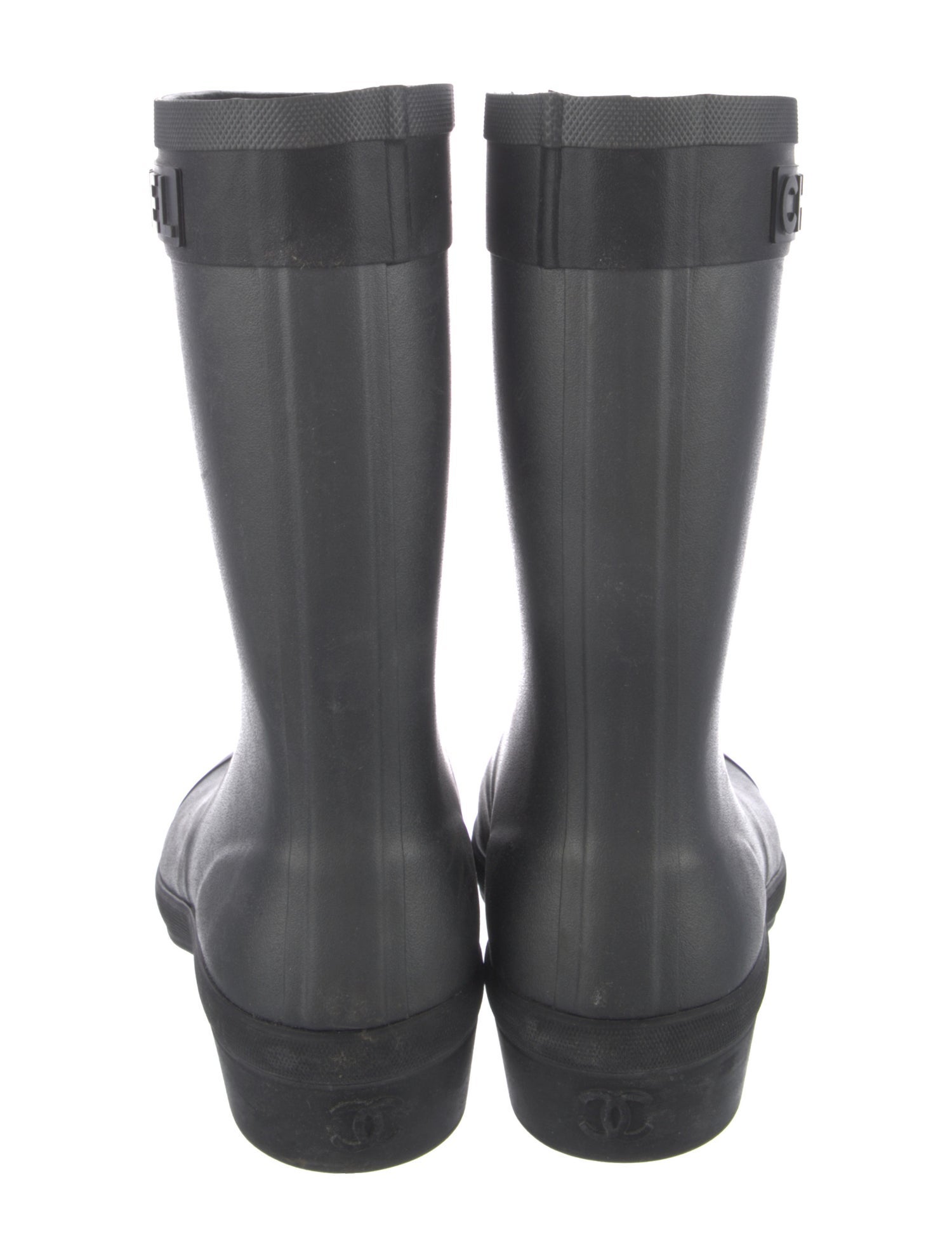 Chanel Interlocking CC Logo Rubber Rain Boots