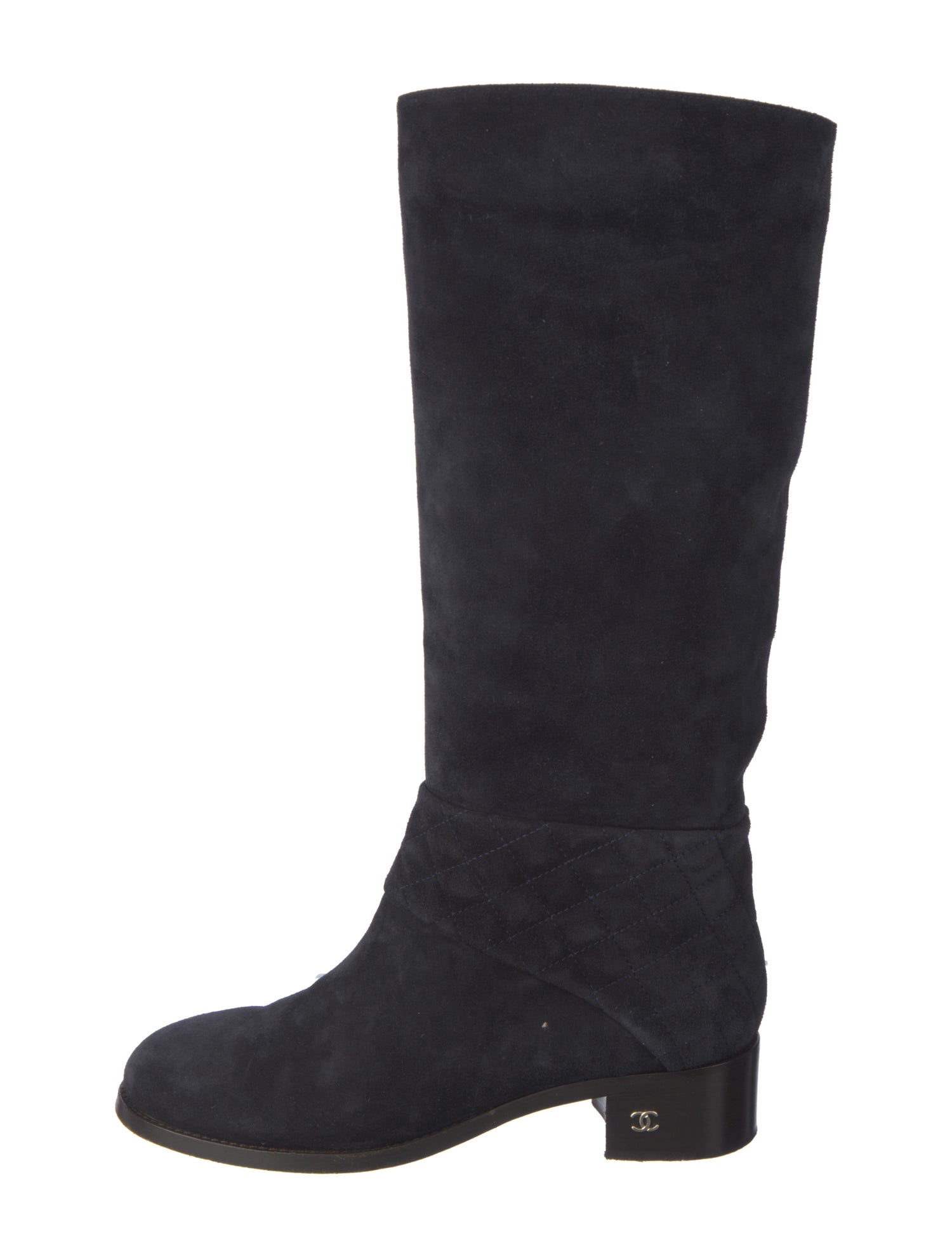Chanel Interlocking CC Logo Suede Riding Boots