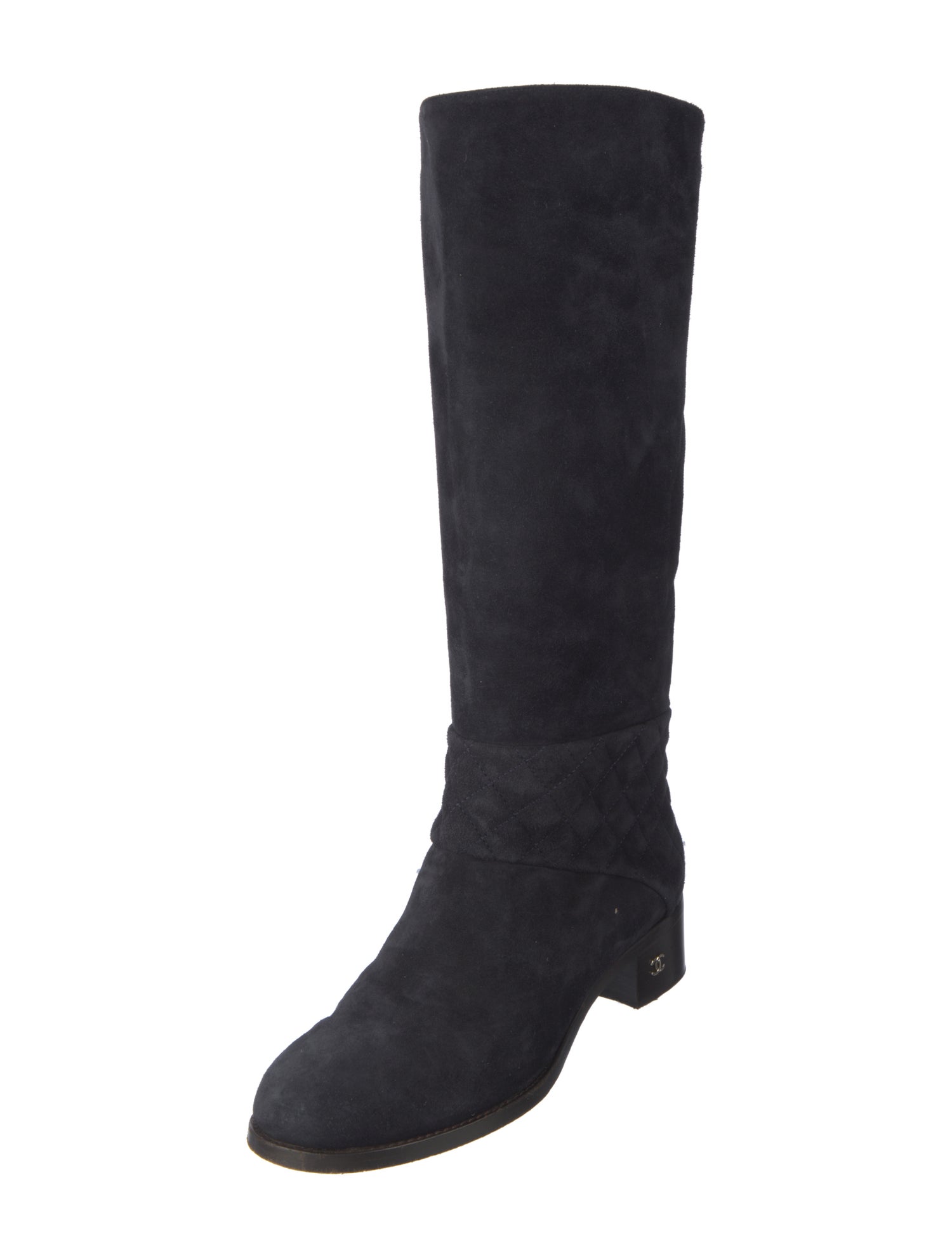 Chanel Interlocking CC Logo Suede Riding Boots