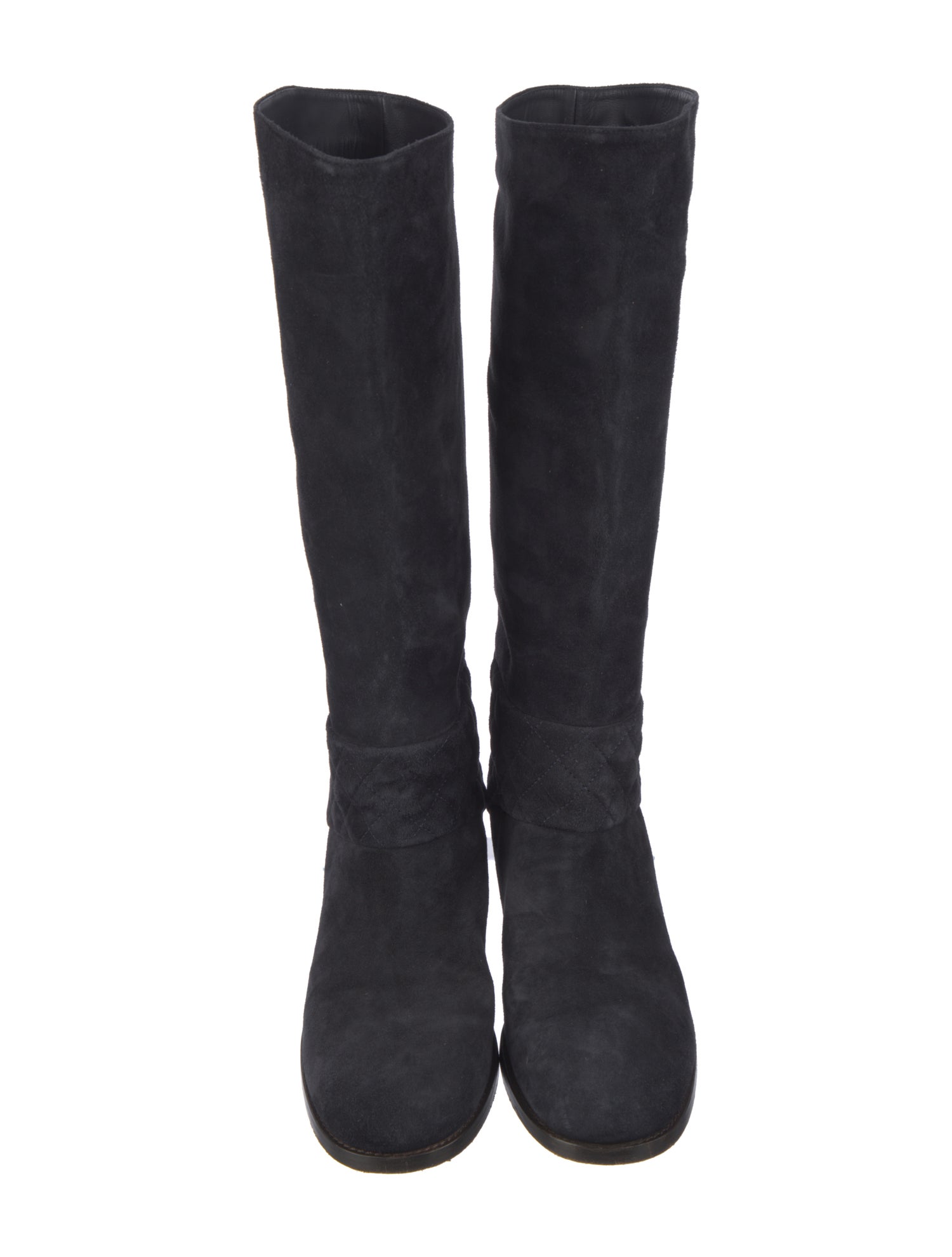 Chanel Interlocking CC Logo Suede Riding Boots