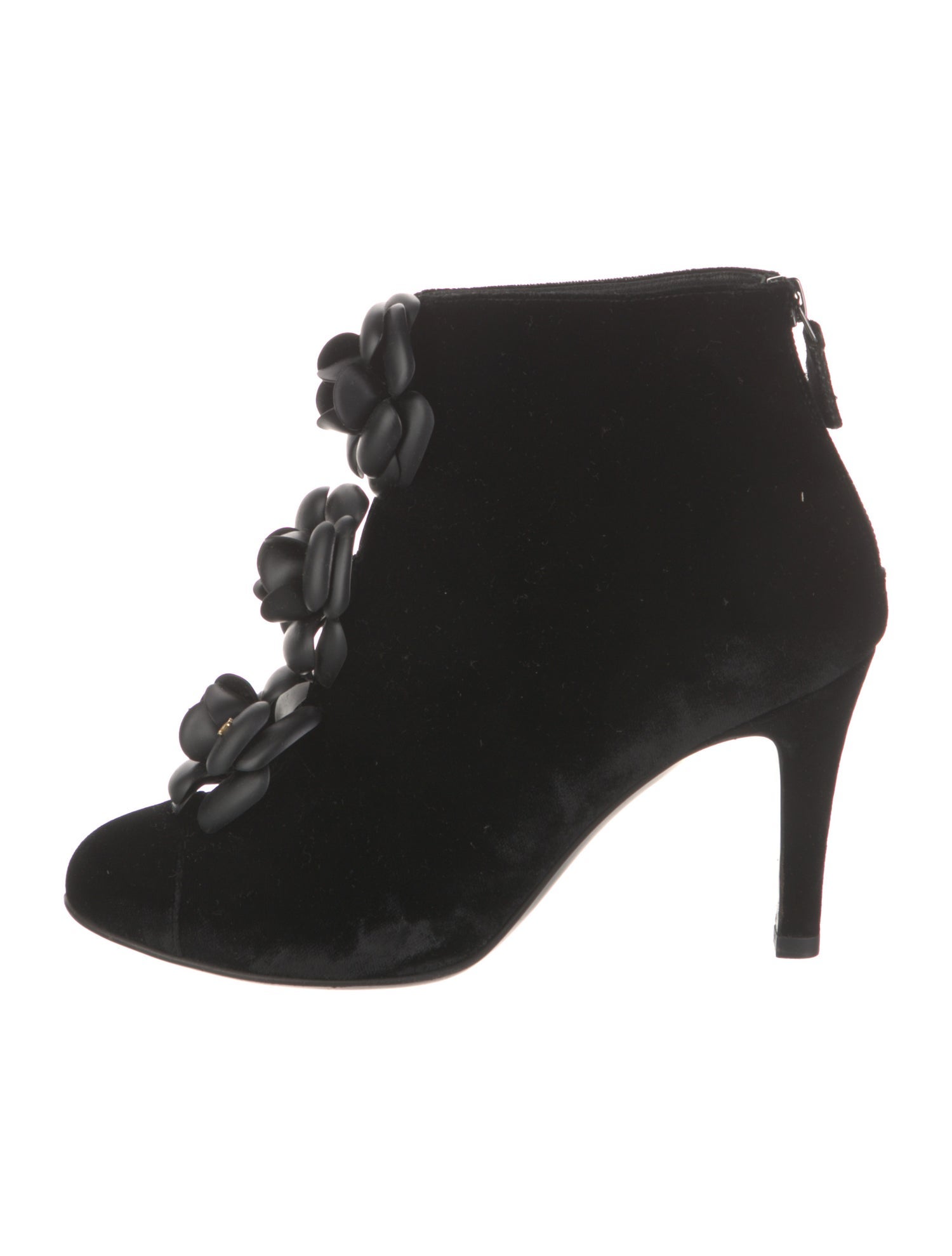 Chanel Interlocking CC Logo Velvet Lace-Up Boots