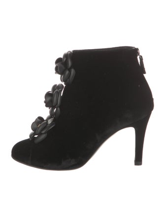 Chanel Interlocking CC Logo Velvet Lace-Up Boots