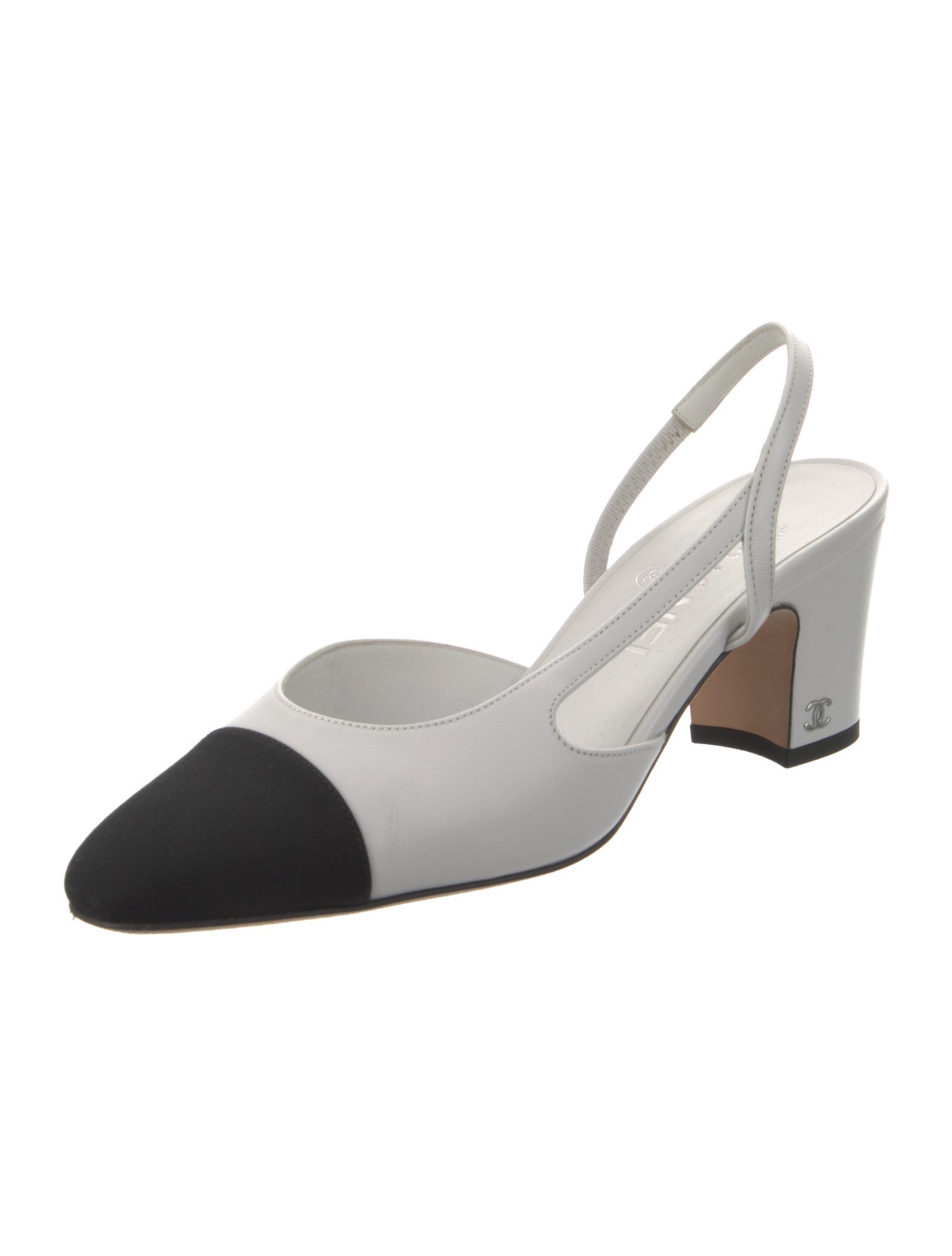 Chanel Interlocking CC Logo Lambskin Slingback Pumps