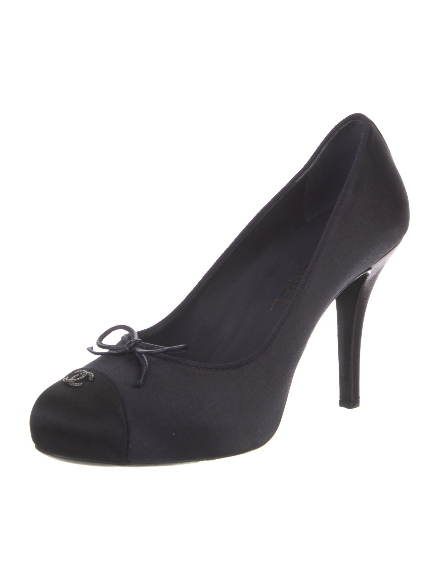 Chanel Interlocking CC Logo Satin Pumps