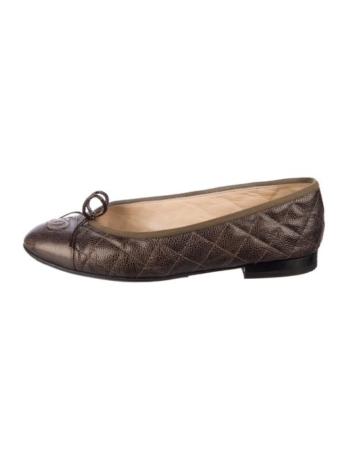 Chanel Interlocking CC Logo Leather Ballet Flats