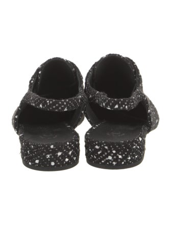 Chanel Interlocking CC Logo Tweed Slingback Flats