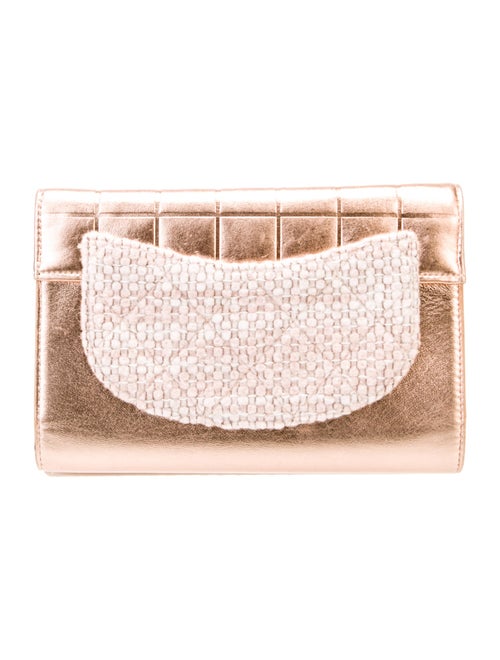 Chanel Chocolate Bar Quilt Tweed Camellia Clutch