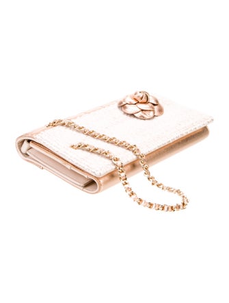 Chanel Chocolate Bar Quilt Tweed Camellia Clutch