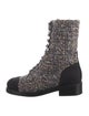 Chanel Interlocking CC Logo Tweed Combat Boots
