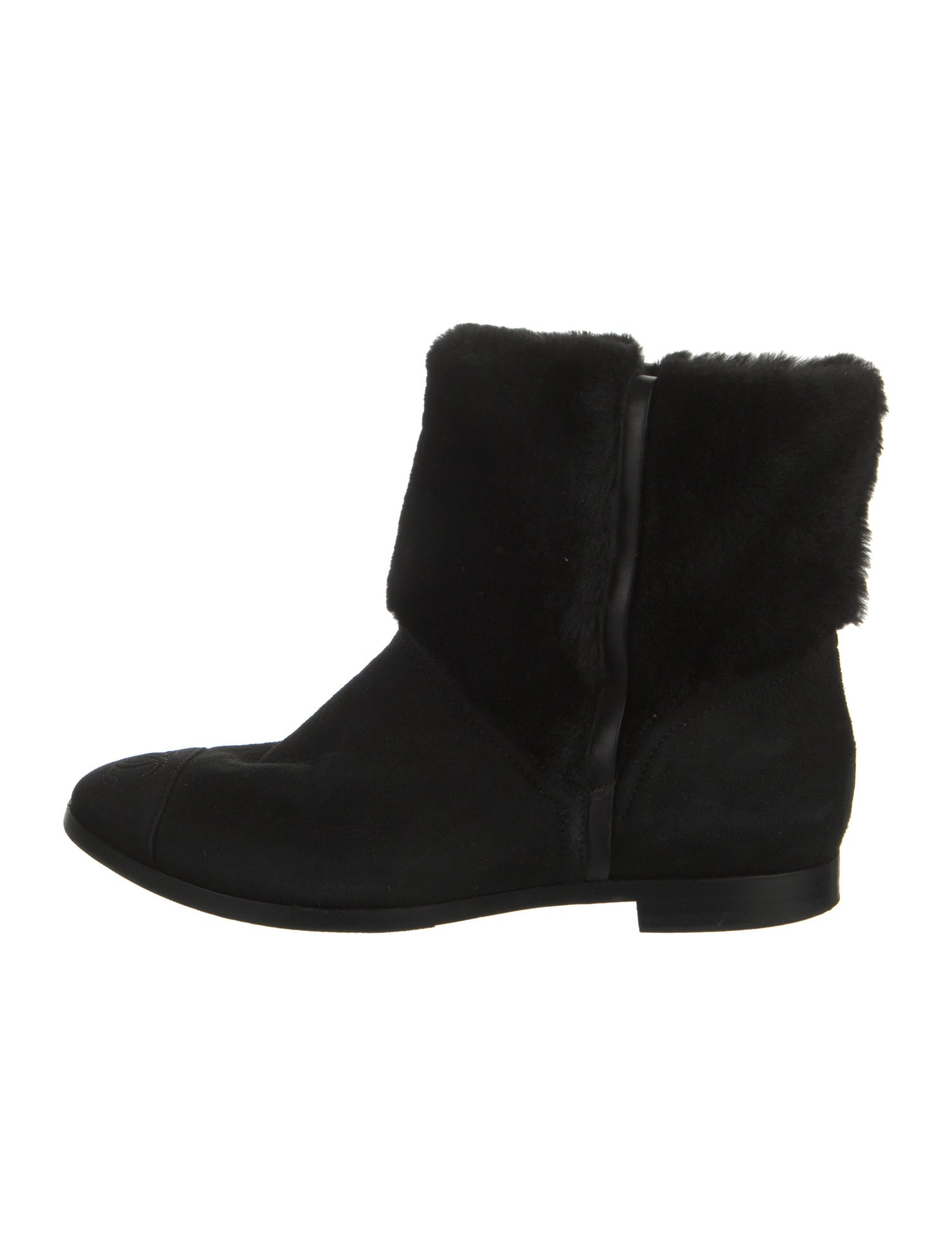 Chanel Interlocking CC Logo Suede Boots