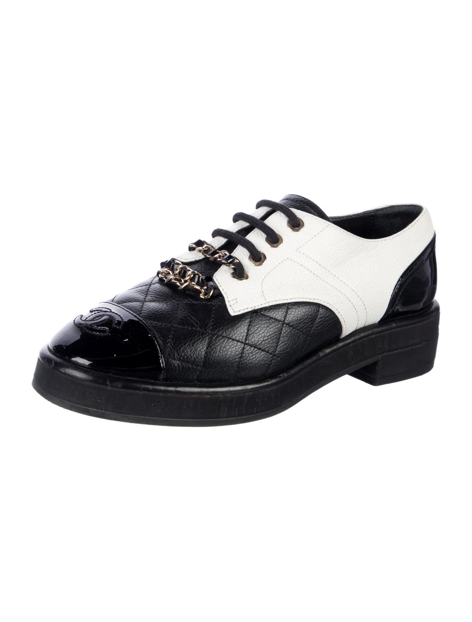 Chanel Interlocking CC Logo Calfskin Oxfords