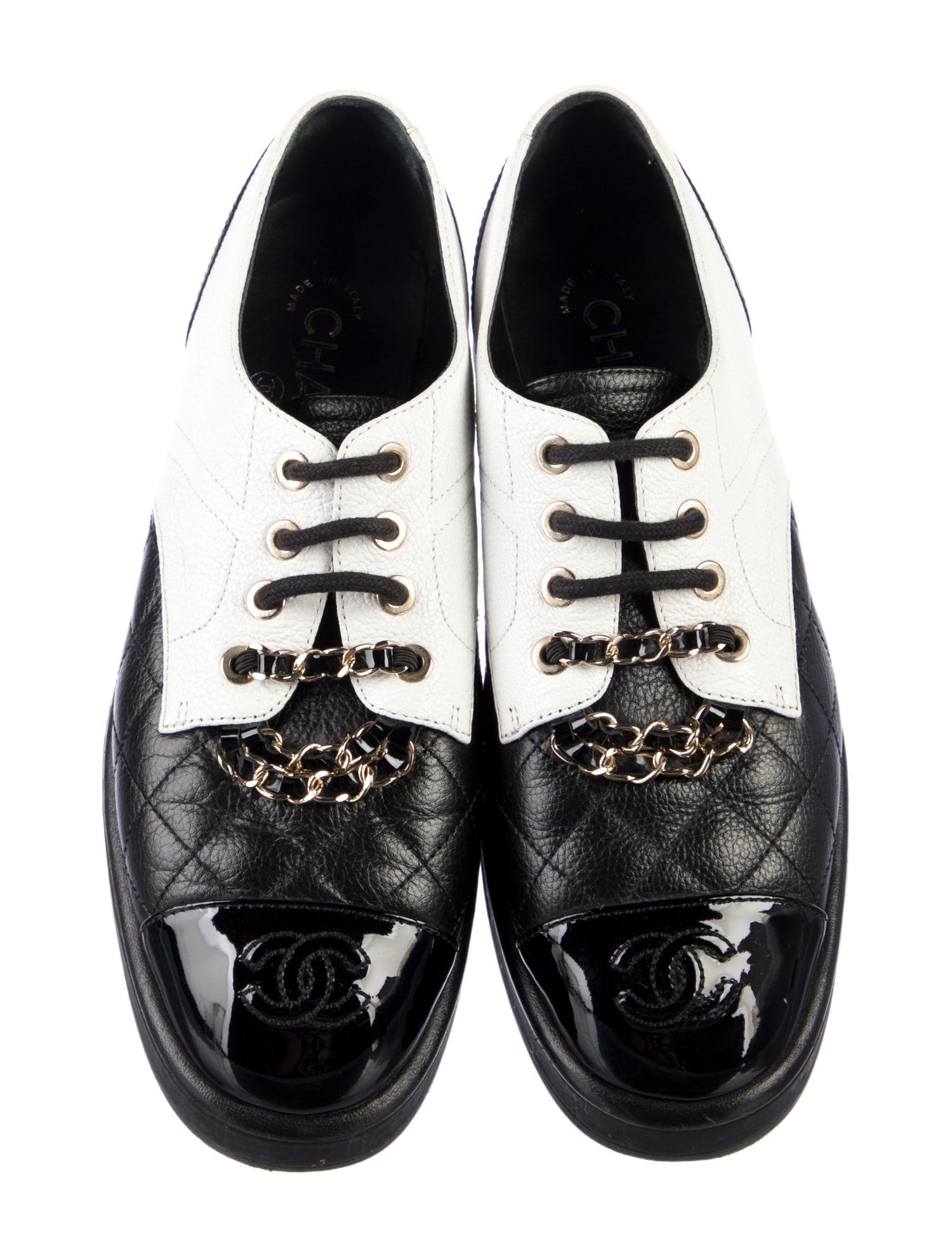 Chanel Interlocking CC Logo Calfskin Oxfords