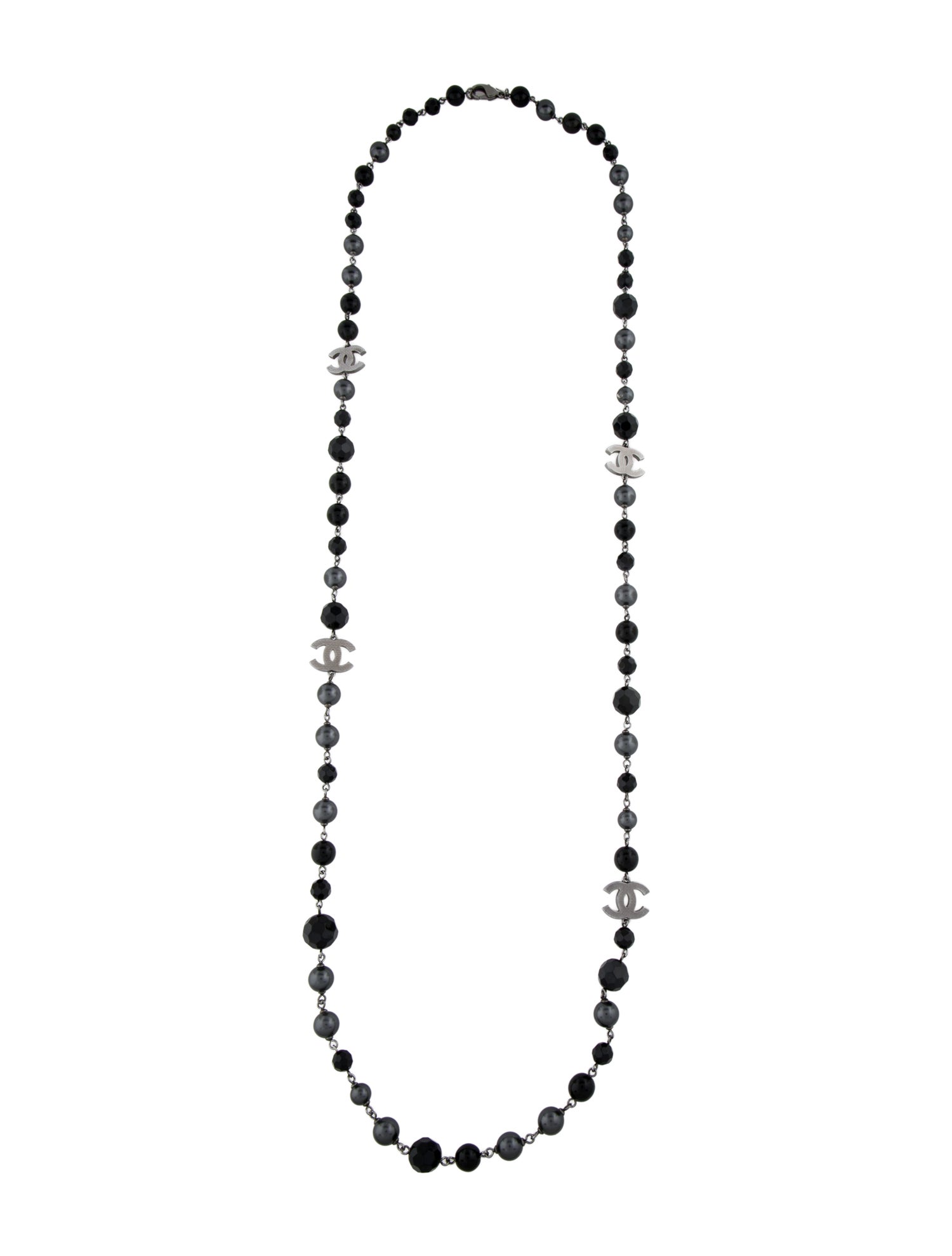 Chanel Faux Pearl & Resin CC Station Necklace