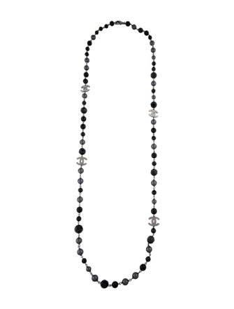 Chanel Faux Pearl & Resin CC Station Necklace