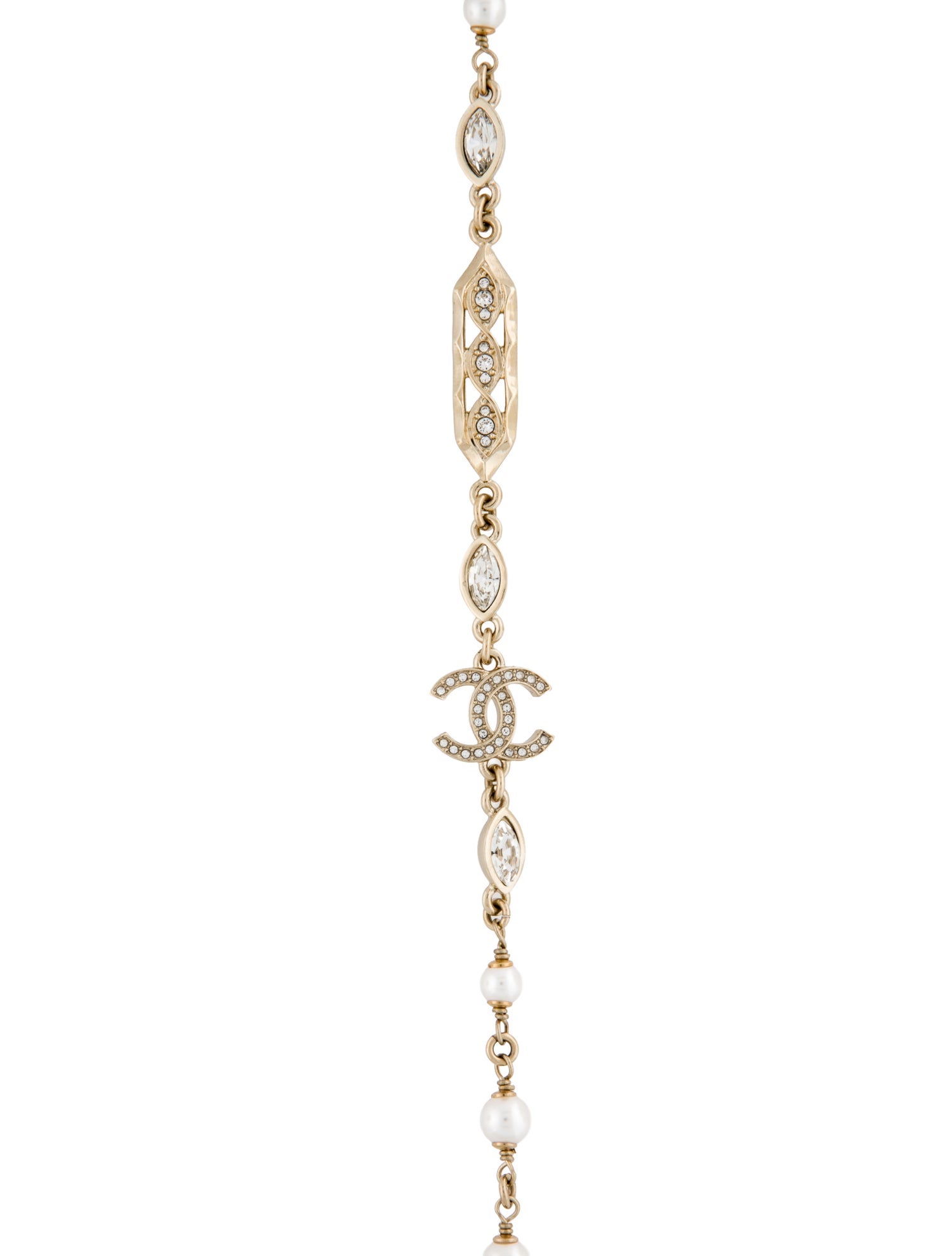 Chanel 2024 Faux Pearl & Strass CC Long Necklace