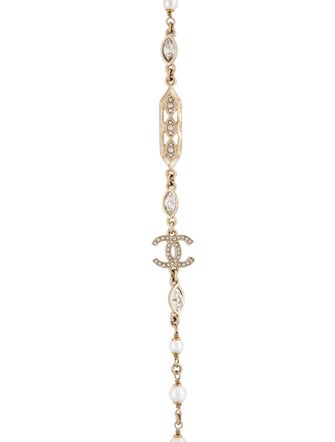 Chanel 2024 Faux Pearl & Strass CC Long Necklace