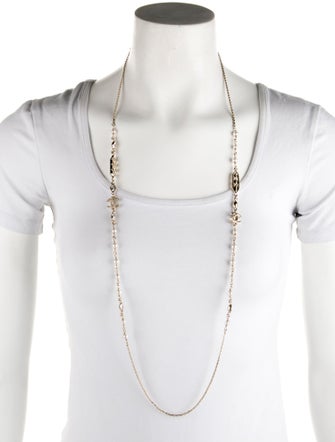 Chanel 2024 Faux Pearl & Strass CC Long Necklace