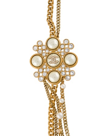 Chanel 2022 Faux Pearl & Strass Multistrand Necklace