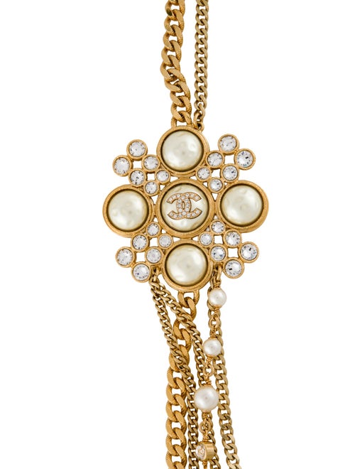 Chanel 2022 Faux Pearl & Strass Multistrand Necklace