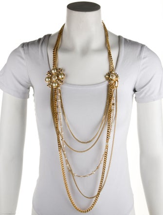 Chanel 2022 Faux Pearl & Strass Multistrand Necklace