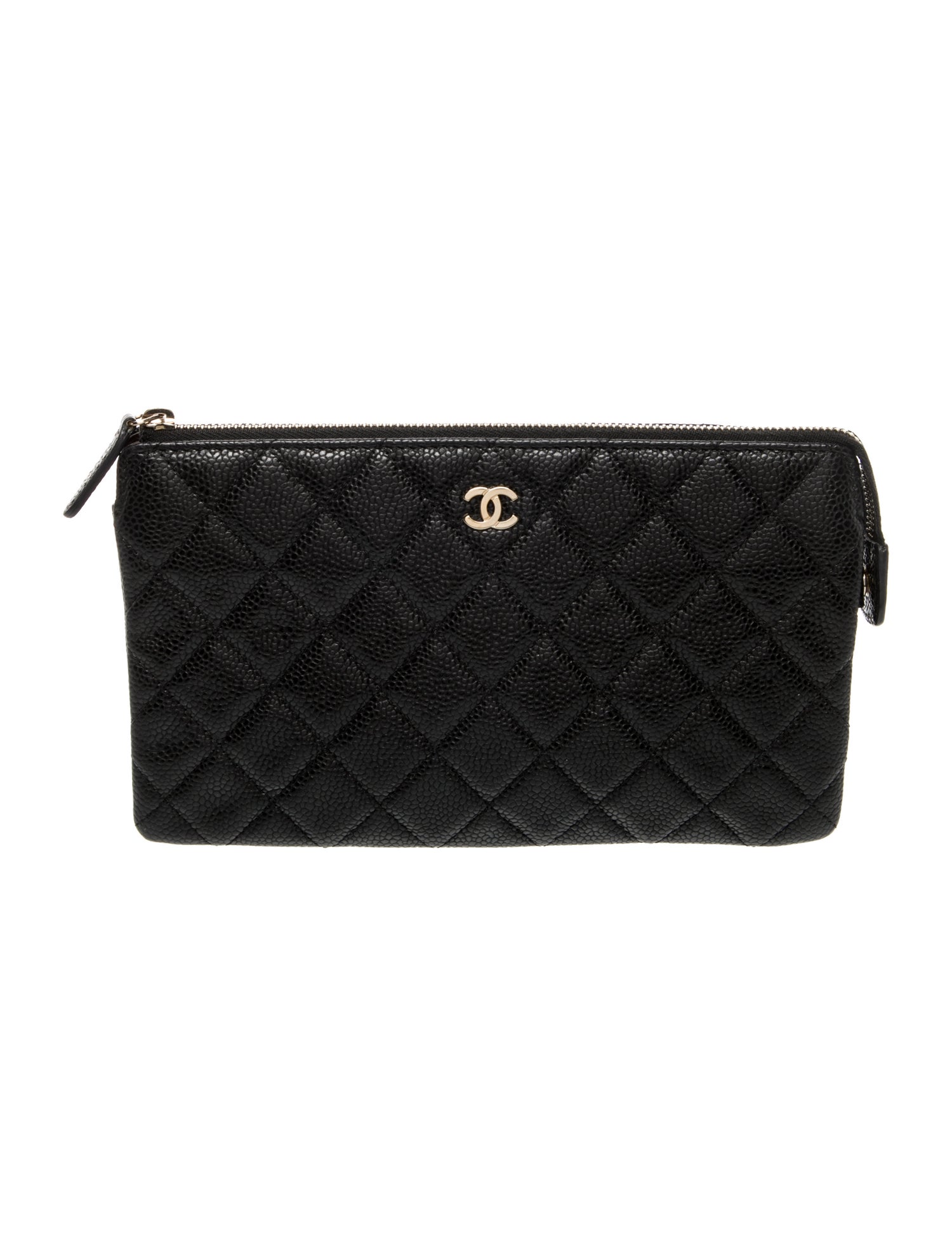 Chanel Quilted Zip Pouch Clutch