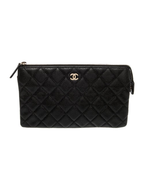 Chanel Quilted Zip Pouch Clutch