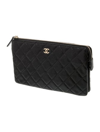 Chanel Quilted Zip Pouch Clutch