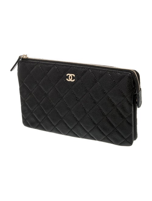 Chanel Quilted Zip Pouch Clutch