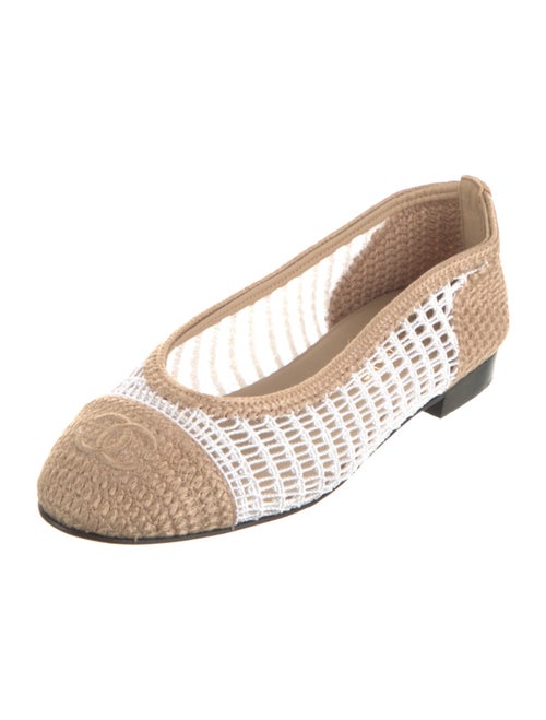Chanel Interlocking CC Logo Crochet Trim Ballet Flats