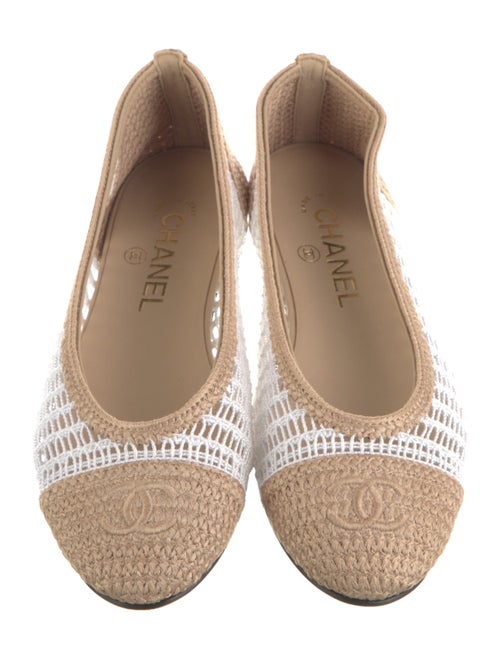Chanel Interlocking CC Logo Crochet Trim Ballet Flats