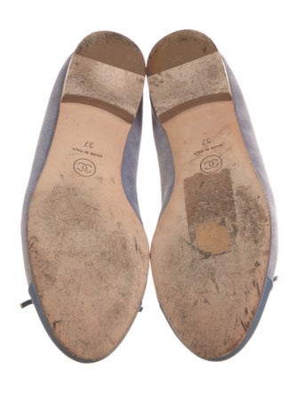 Chanel Interlocking CC Logo Suede Ballet Flats