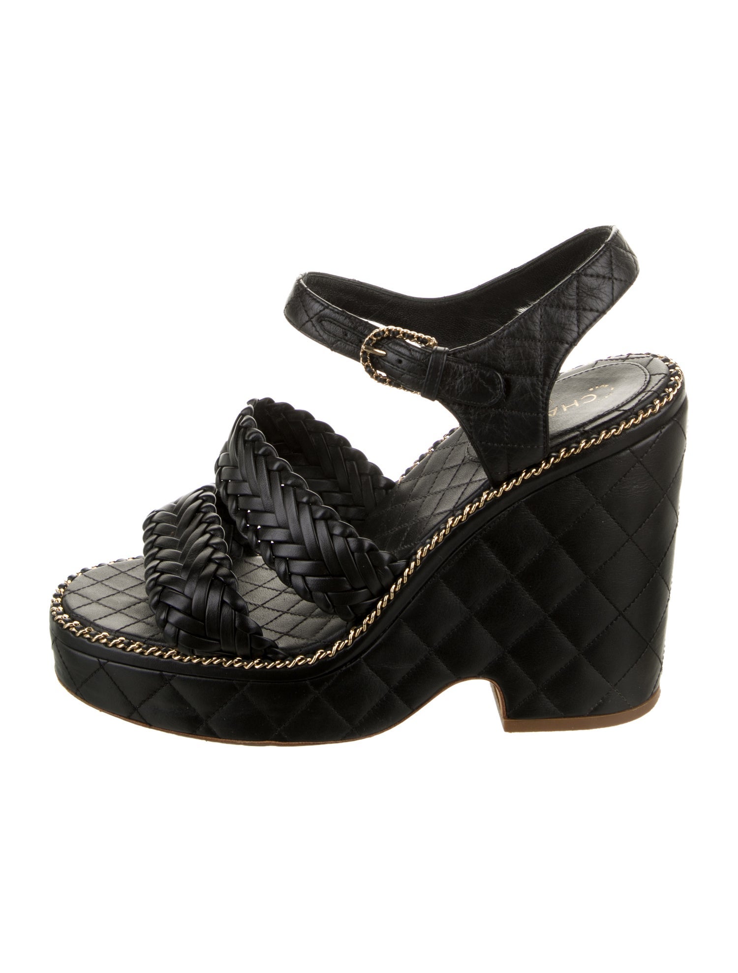 Chanel Interlocking CC Logo Leather Espadrilles
