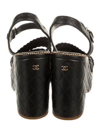 Chanel Interlocking CC Logo Leather Espadrilles